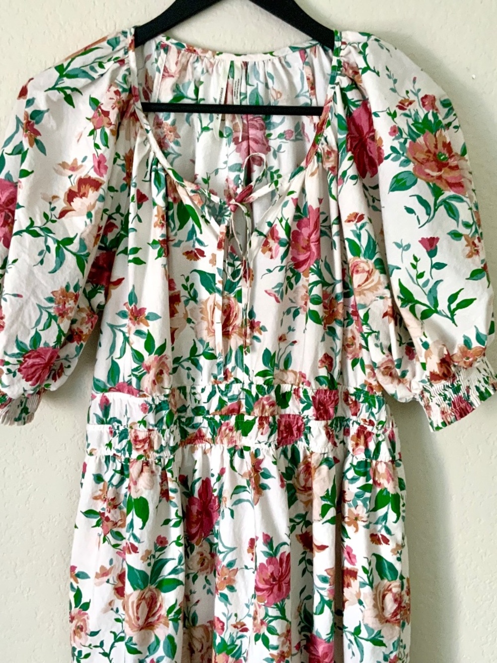 LIKE NEW! Anthropologie Somerset Maxi Dress Puff Sleeve Size LG Floral Cotton